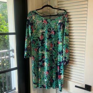 Lilly Pulitzer Green and Pink Floral beach coverup.